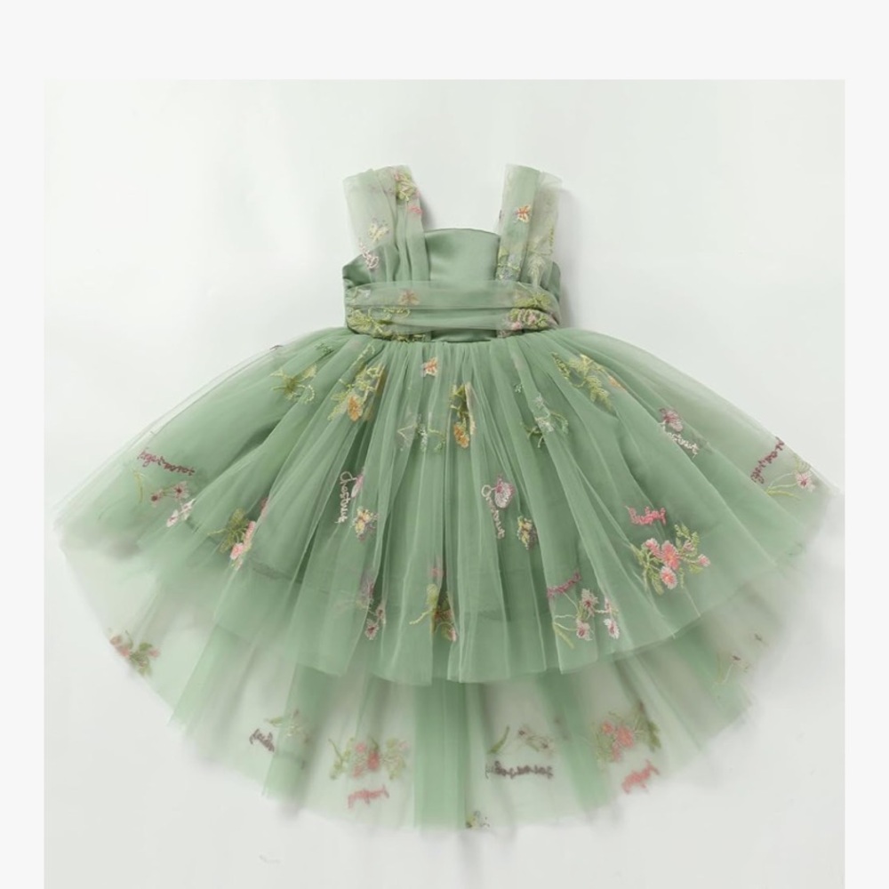 Green Floral Tulle Dress